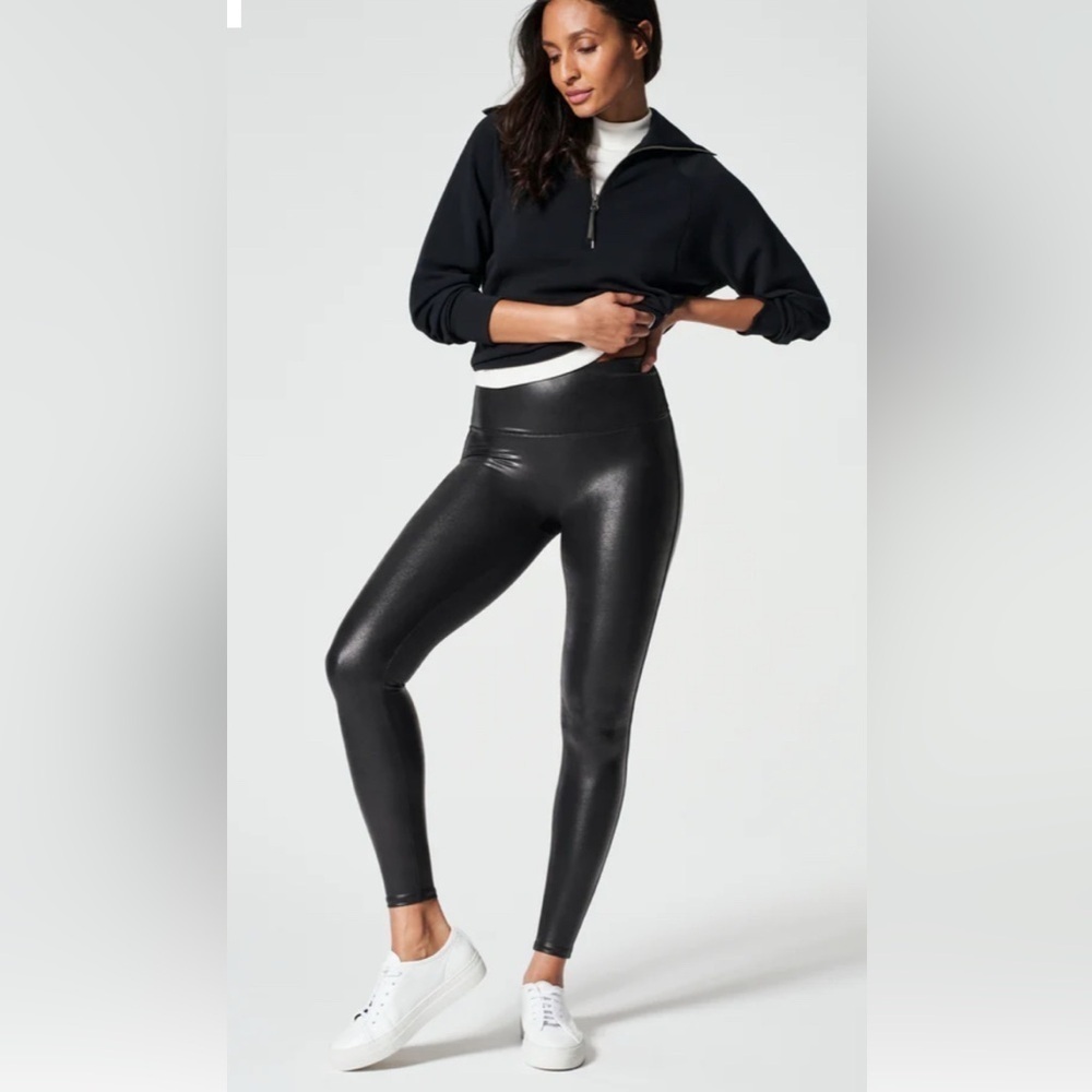 SPANX Women’s Faux leather black leggings small